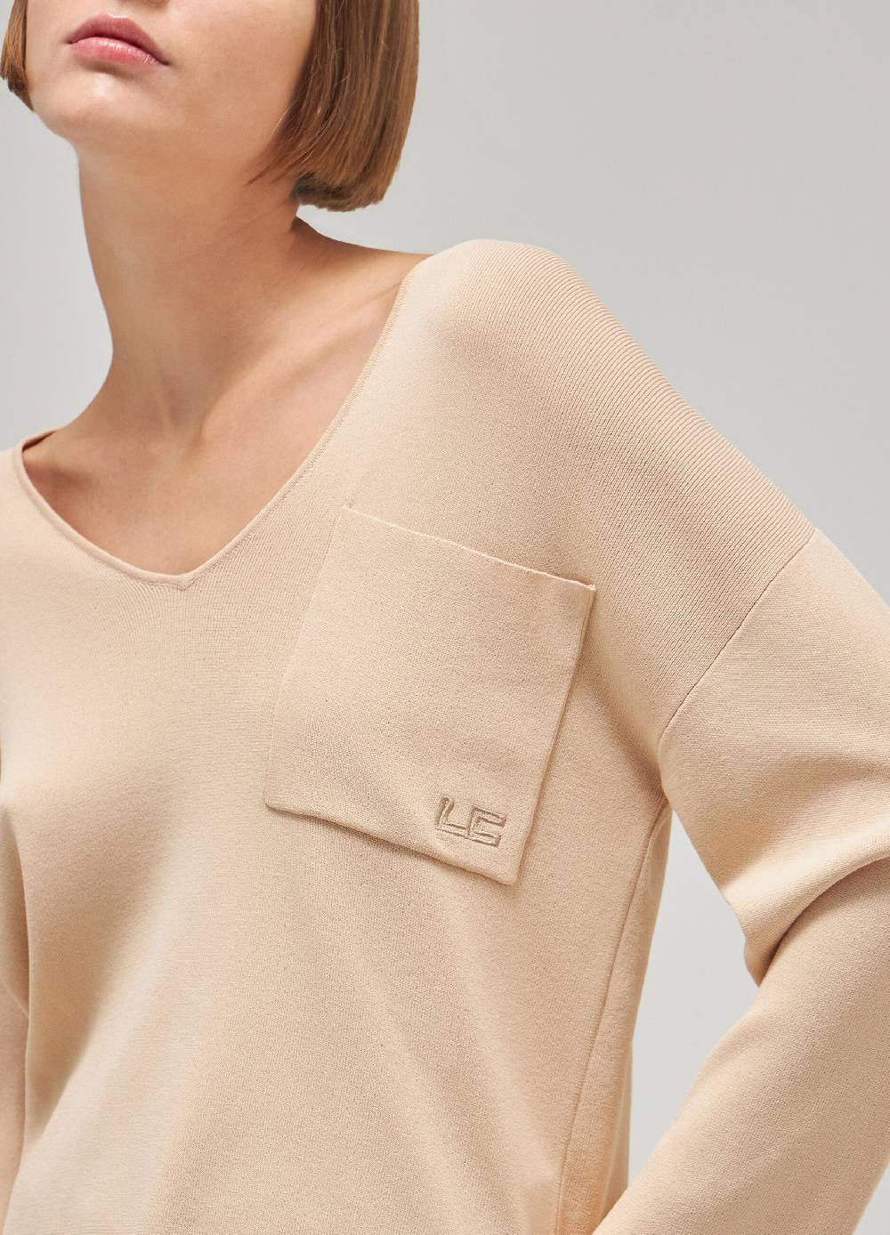 LES COPAINSMaglia tricot con scollo a V in misto viscosa Fino Al -60%