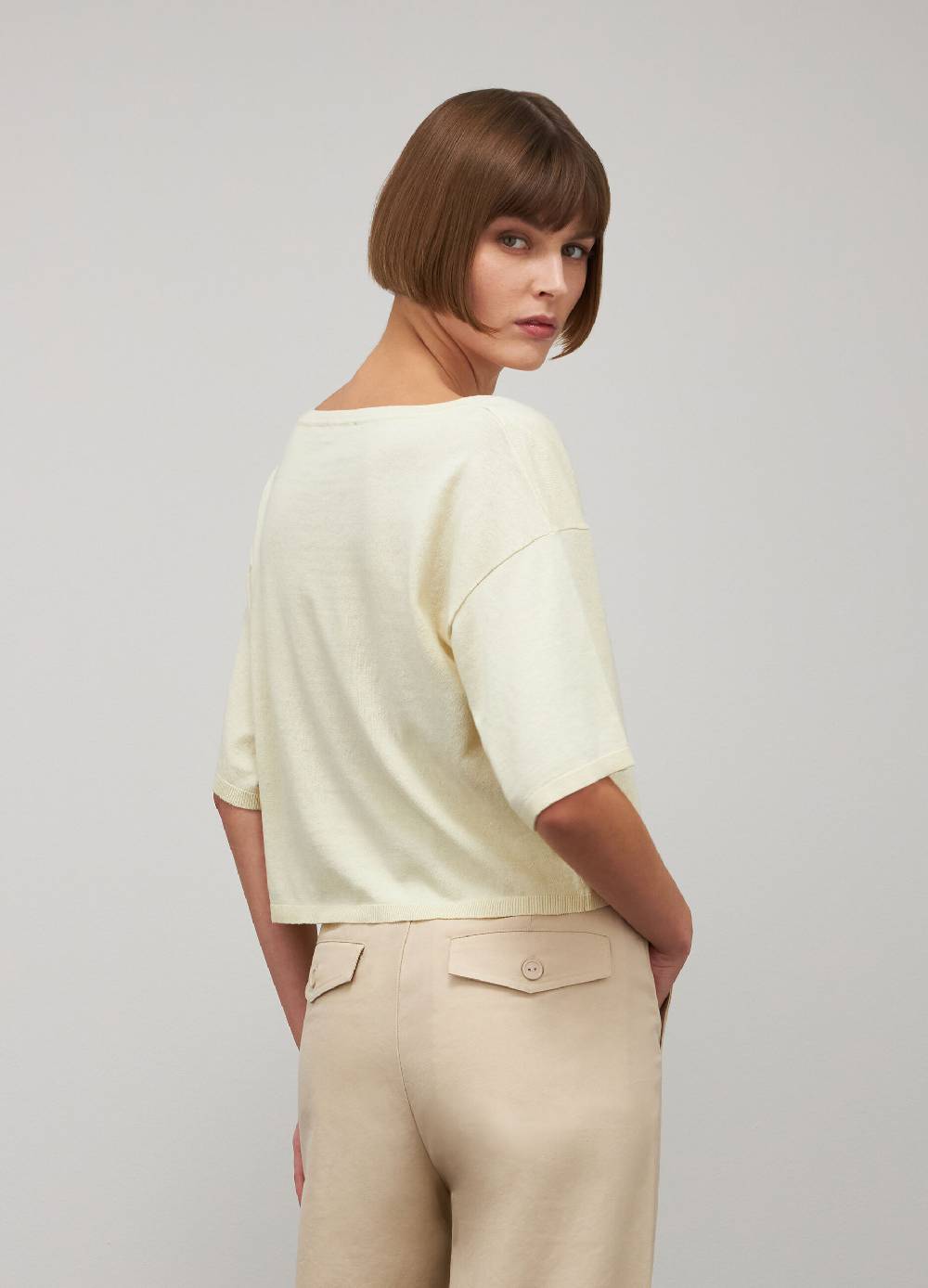 LES COPAINSMaglia tricot a maniche corte in seta e cotone Prezzo Ridotto