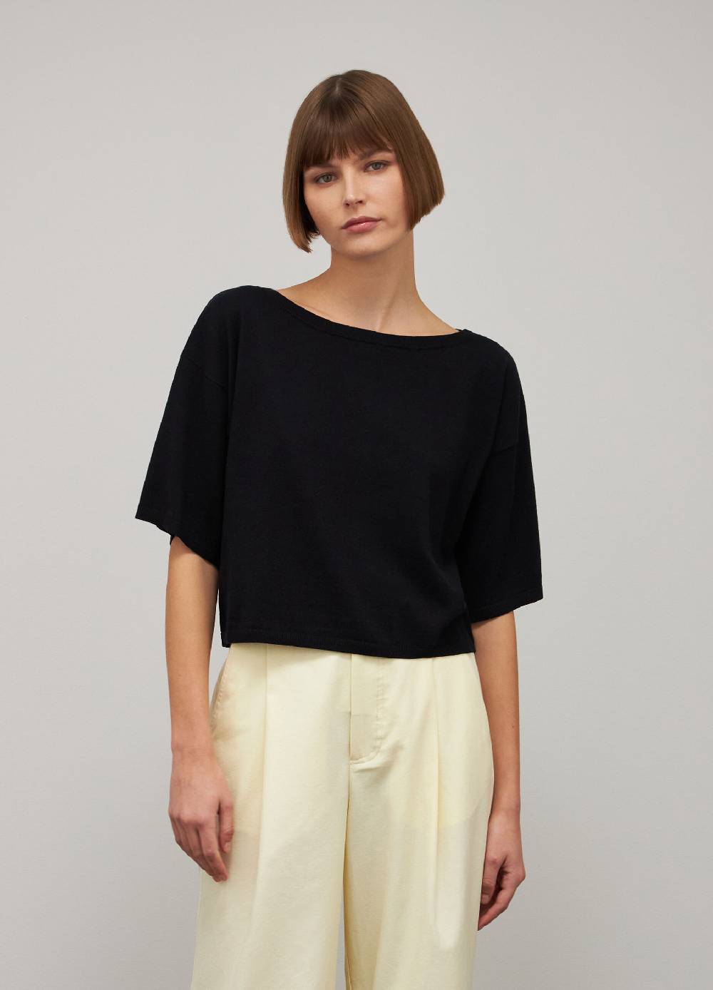 LES COPAINSMaglia tricot a maniche corte in seta e cotone Sottocosto
