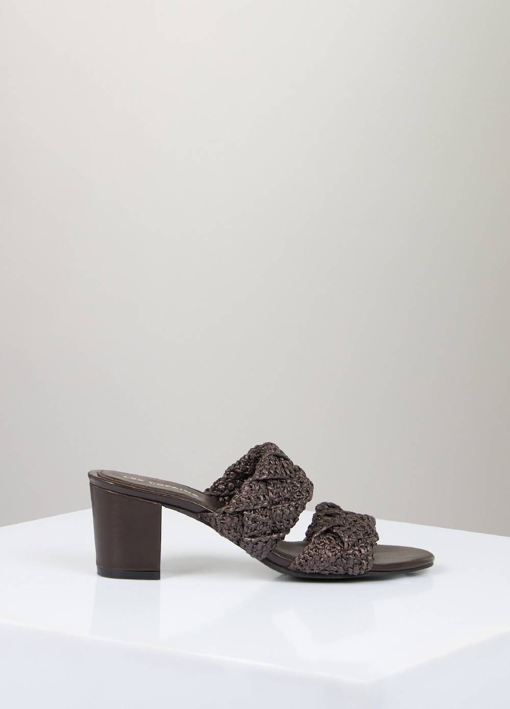 LES COPAINSSandali a fascia in pelle e rafia Hotsell