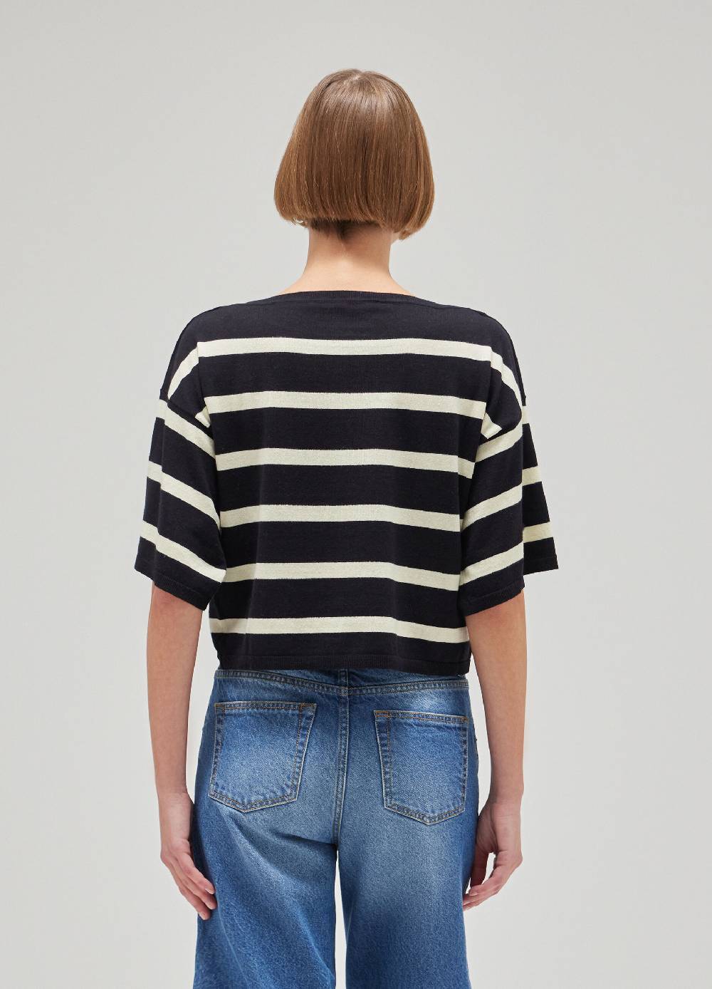 LES COPAINSMaglia tricot in seta e cotone a righe Nuova