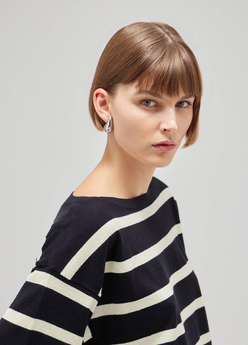 LES COPAINSMaglia tricot in seta e cotone a righe Nuova