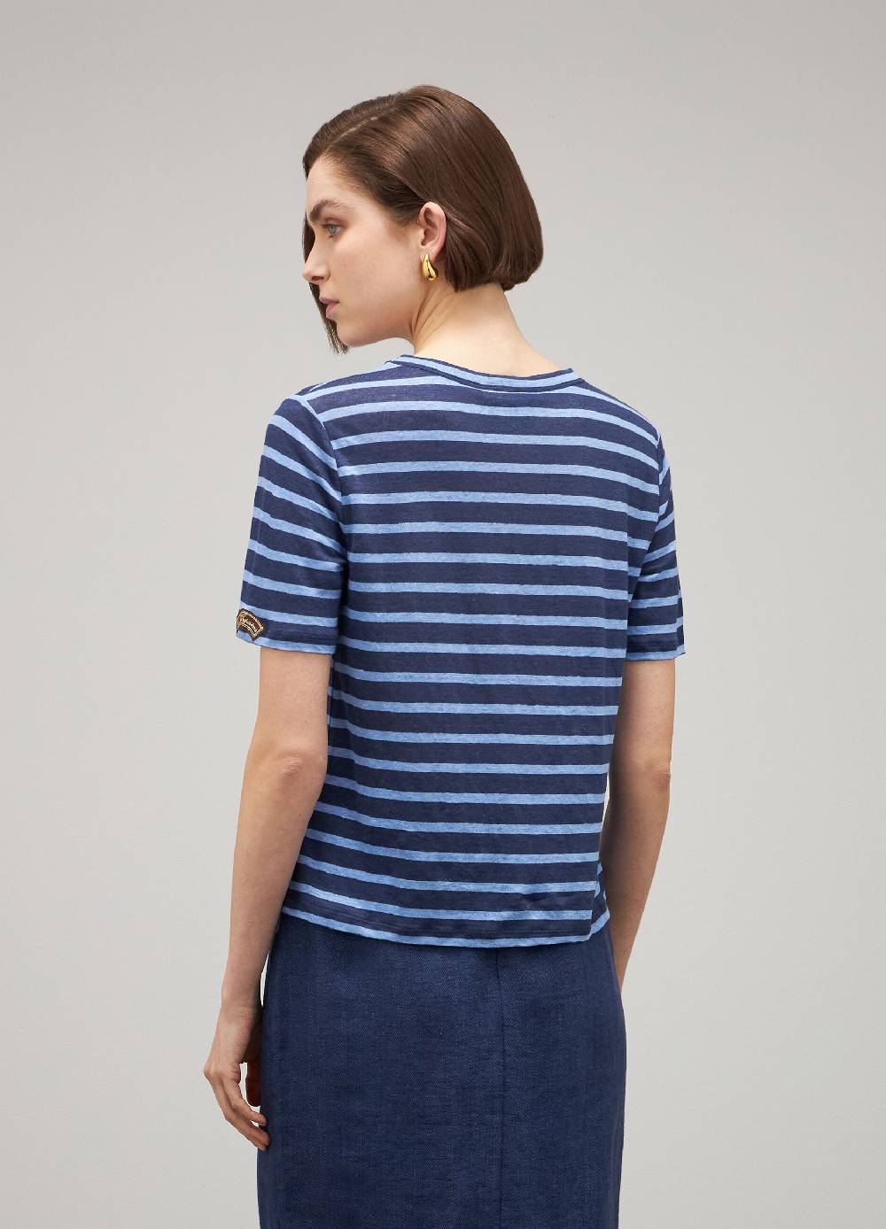 LES COPAINST-shirt a righe in lino Italia