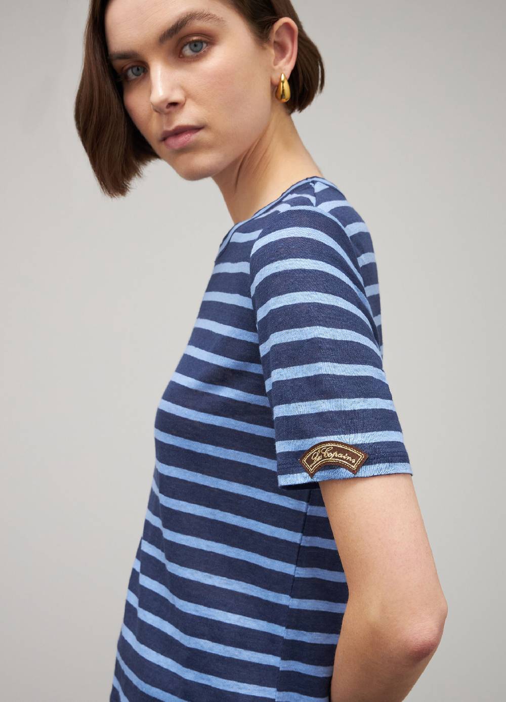LES COPAINST-shirt a righe in lino Italia