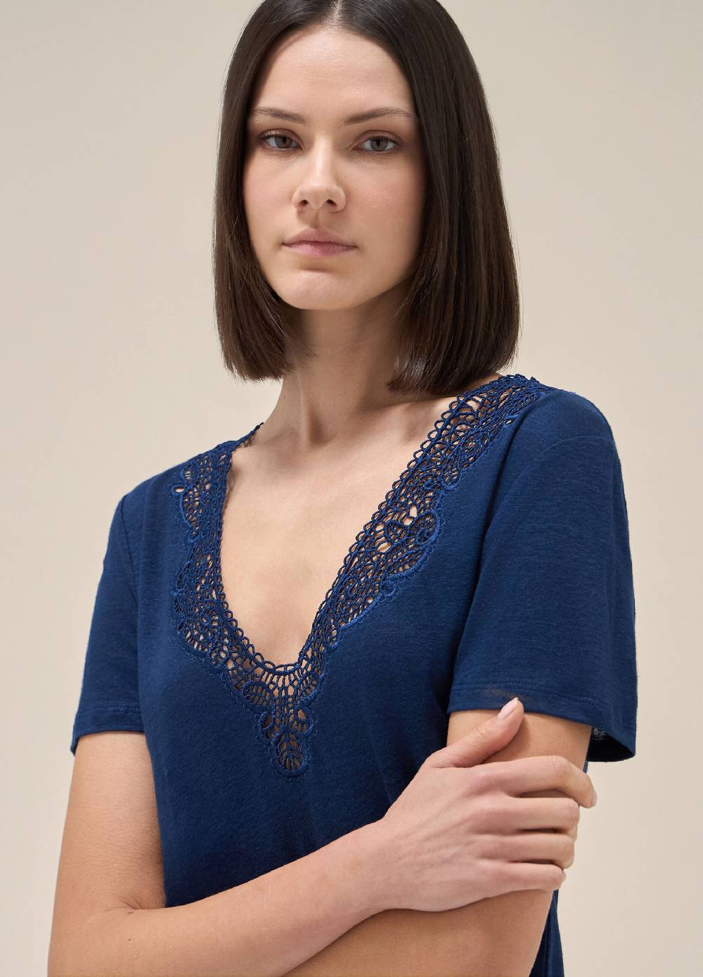 LES COPAINST-shirt a maniche corte in lino Promozione