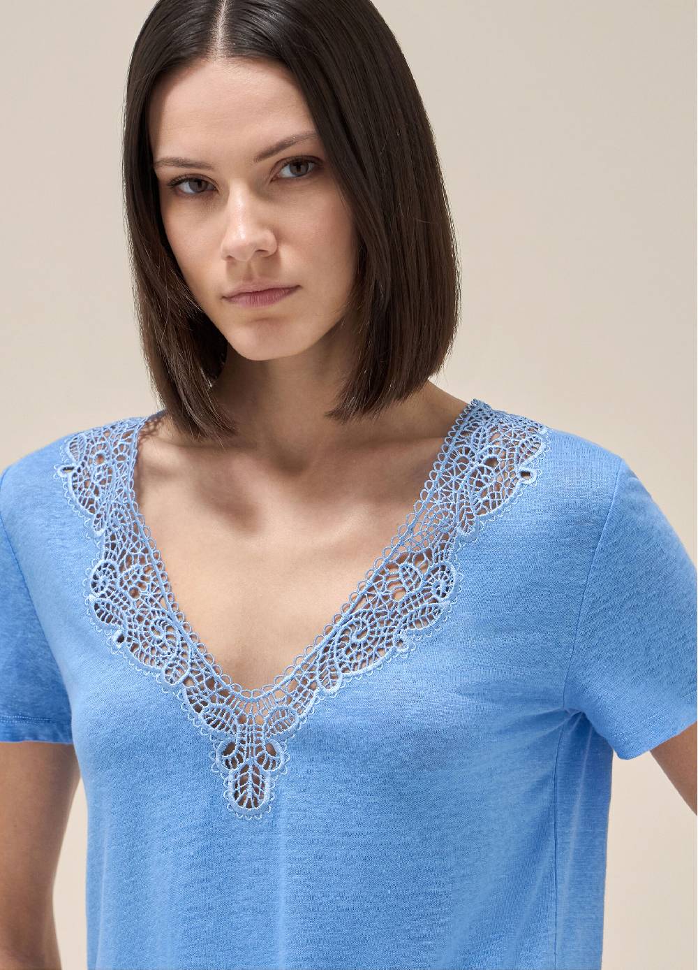 LES COPAINST-shirt a maniche corte in lino Spedizione Gratuita
