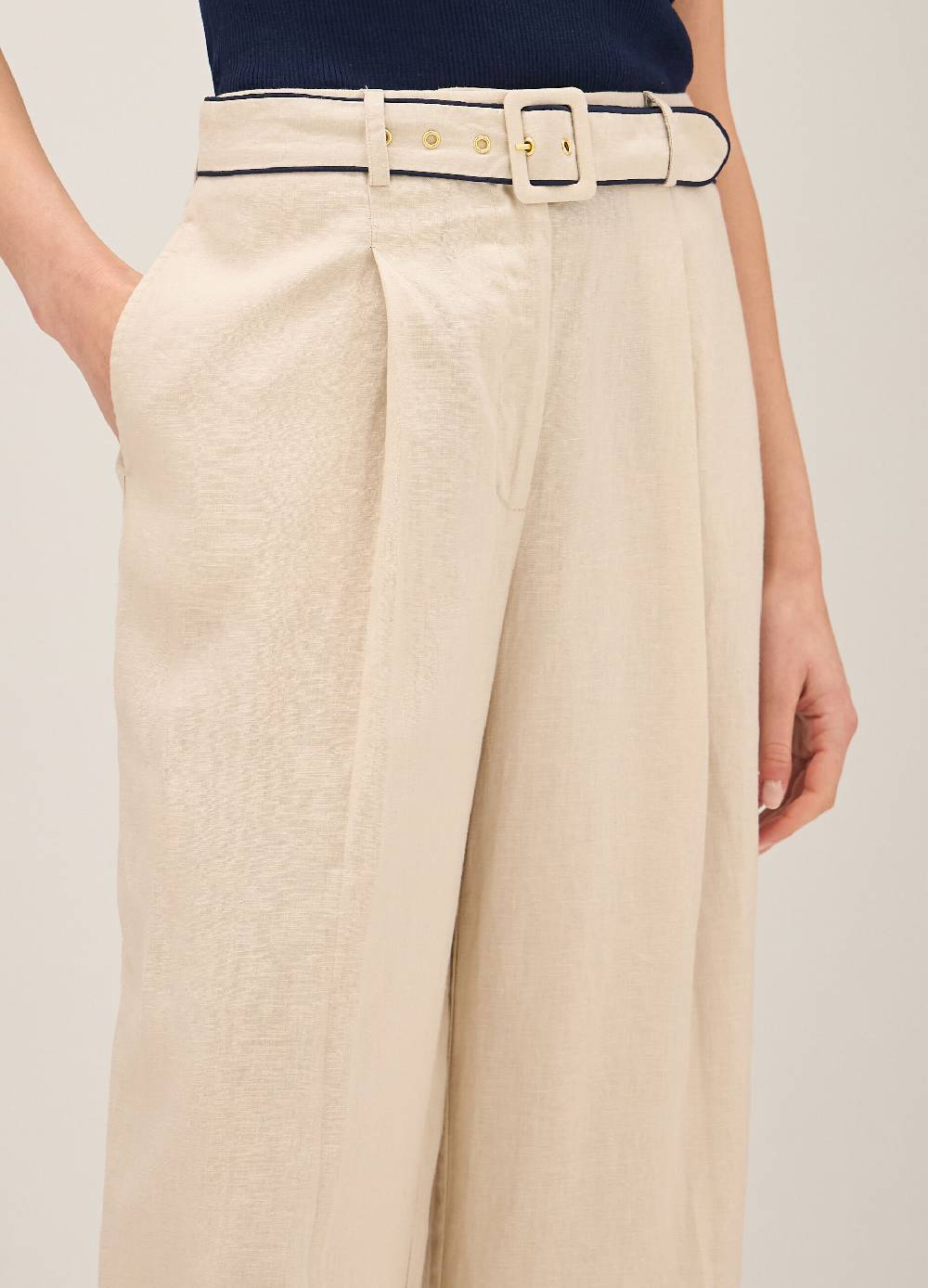 LES COPAINSPantaloni straight fit in lino Sconto