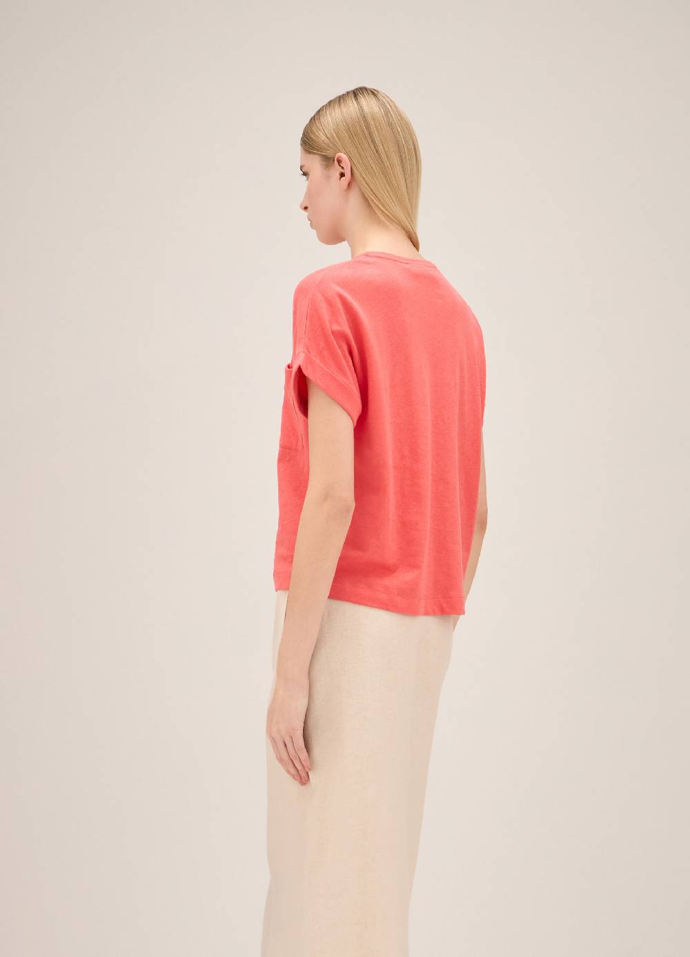 LES COPAINST-shirt in lino e cotone Vendita Calda