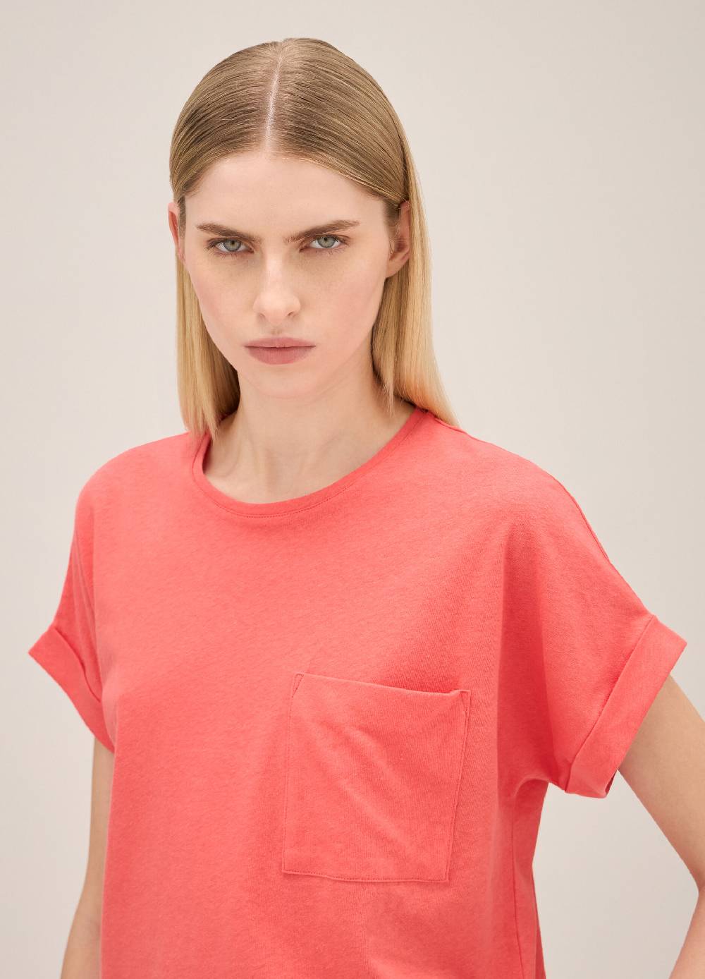 LES COPAINST-shirt in lino e cotone Vendita Calda