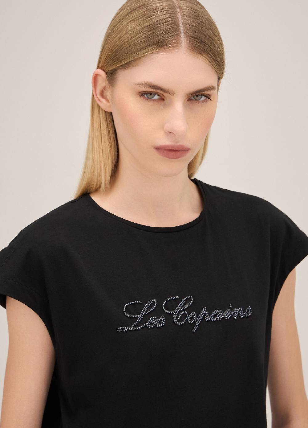 LES COPAINST-shirt in cotone stretch con lettering Soddisfazione Garantita