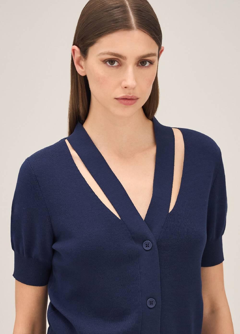 LES COPAINSCardigan tricot con scollo a V Italia