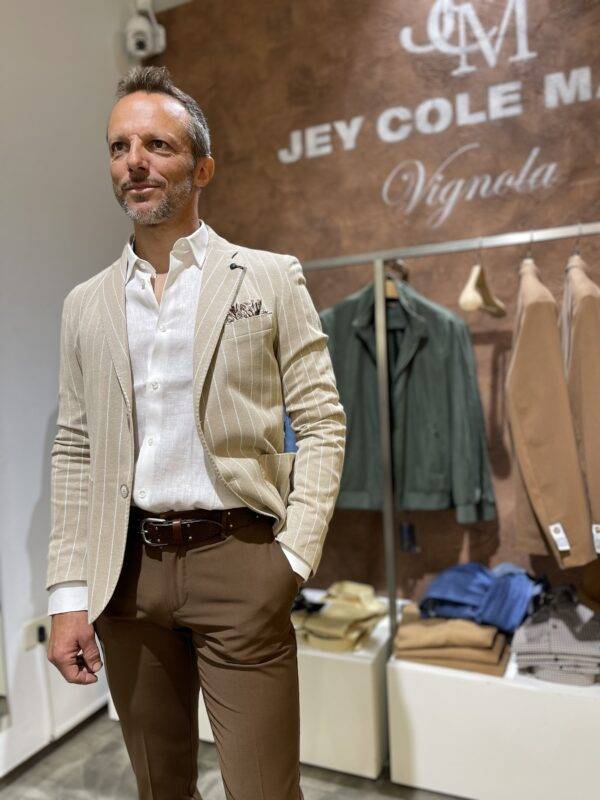 JCM Jey Coleman Giacca uomo elegante a righe Piero Giachi Nuovo