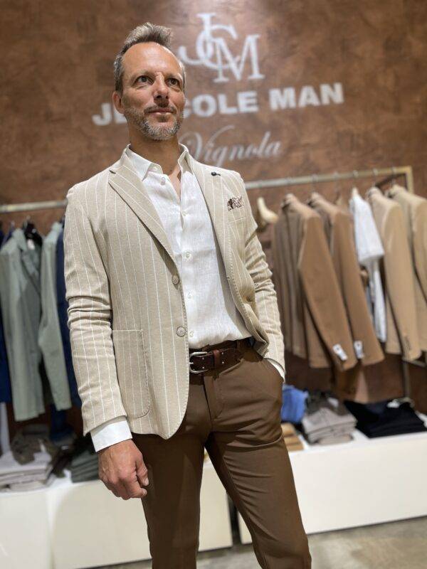 JCM Jey Coleman Giacca uomo elegante a righe Piero Giachi Nuovo