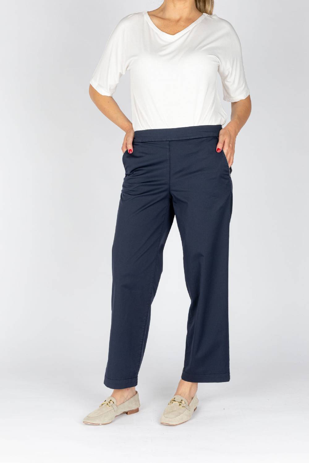 L.Pucci Pantaloni a gamba morbida tessuto popeline stretch colore blu Vendite Flash