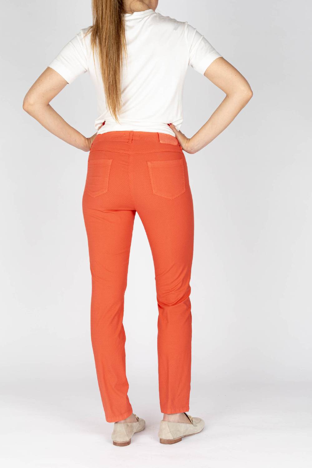 L.Pucci Pantaloni jeans colore corallo tessuto cotone armaturato Negozio