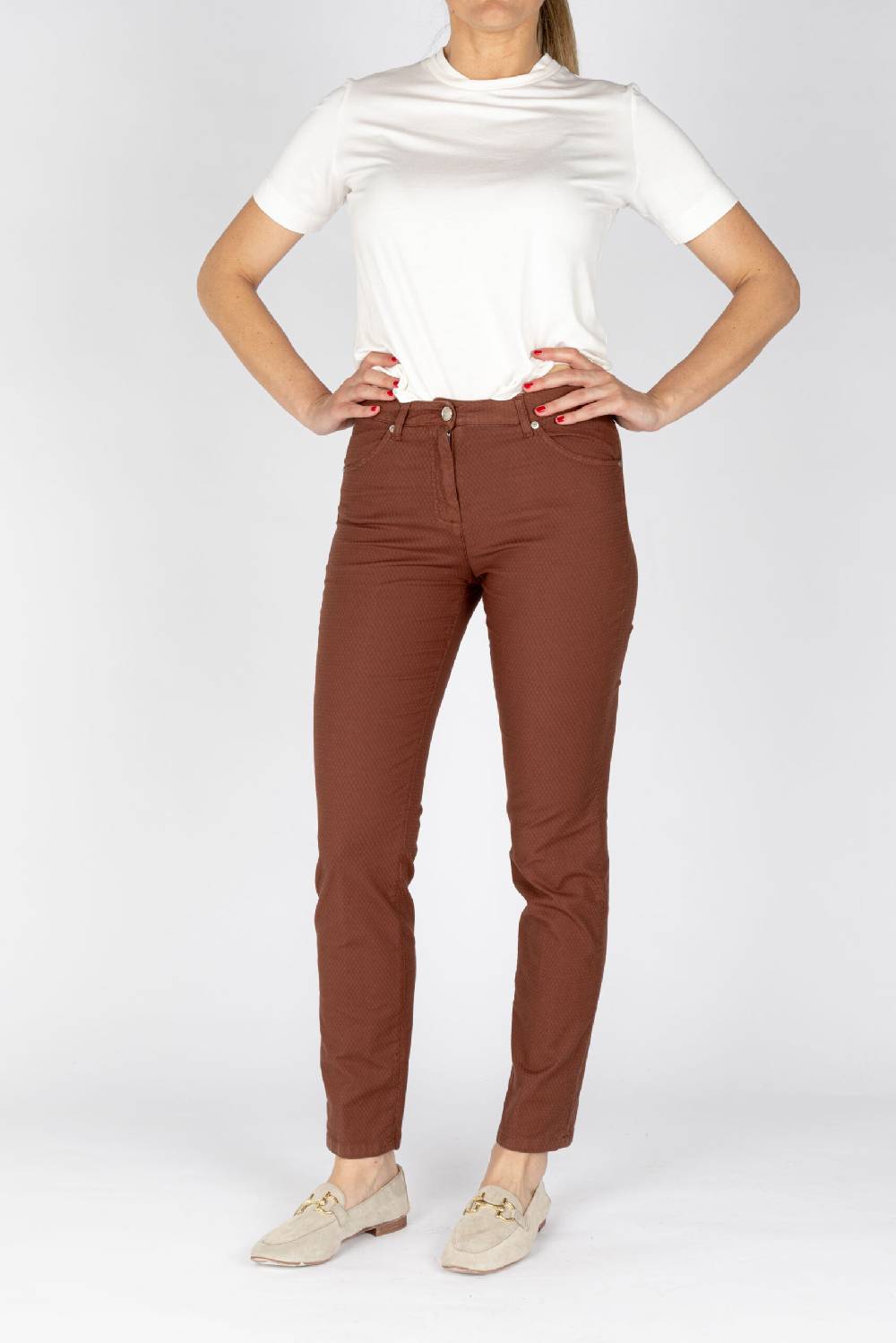 L.Pucci Pantaloni jeans colore biscotto tessuto cotone armaturato In Saldo