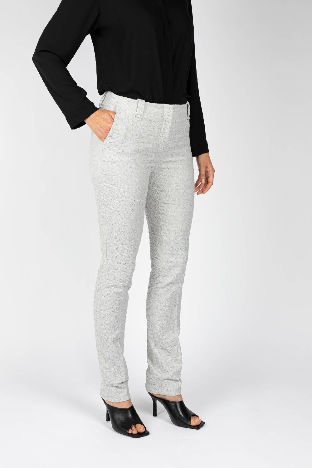 L.Pucci Pantaloni tessuto jacquard colore ghiaccio, gamba regolare Convenienza