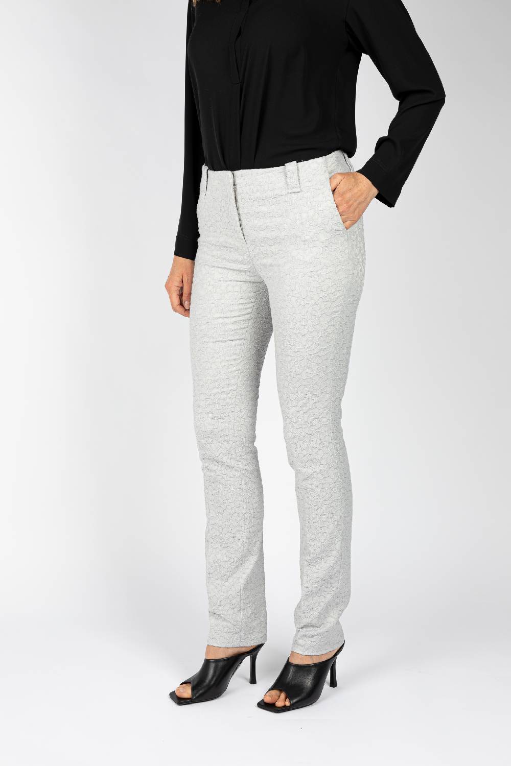 L.Pucci Pantaloni tessuto jacquard colore ghiaccio, gamba regolare Convenienza