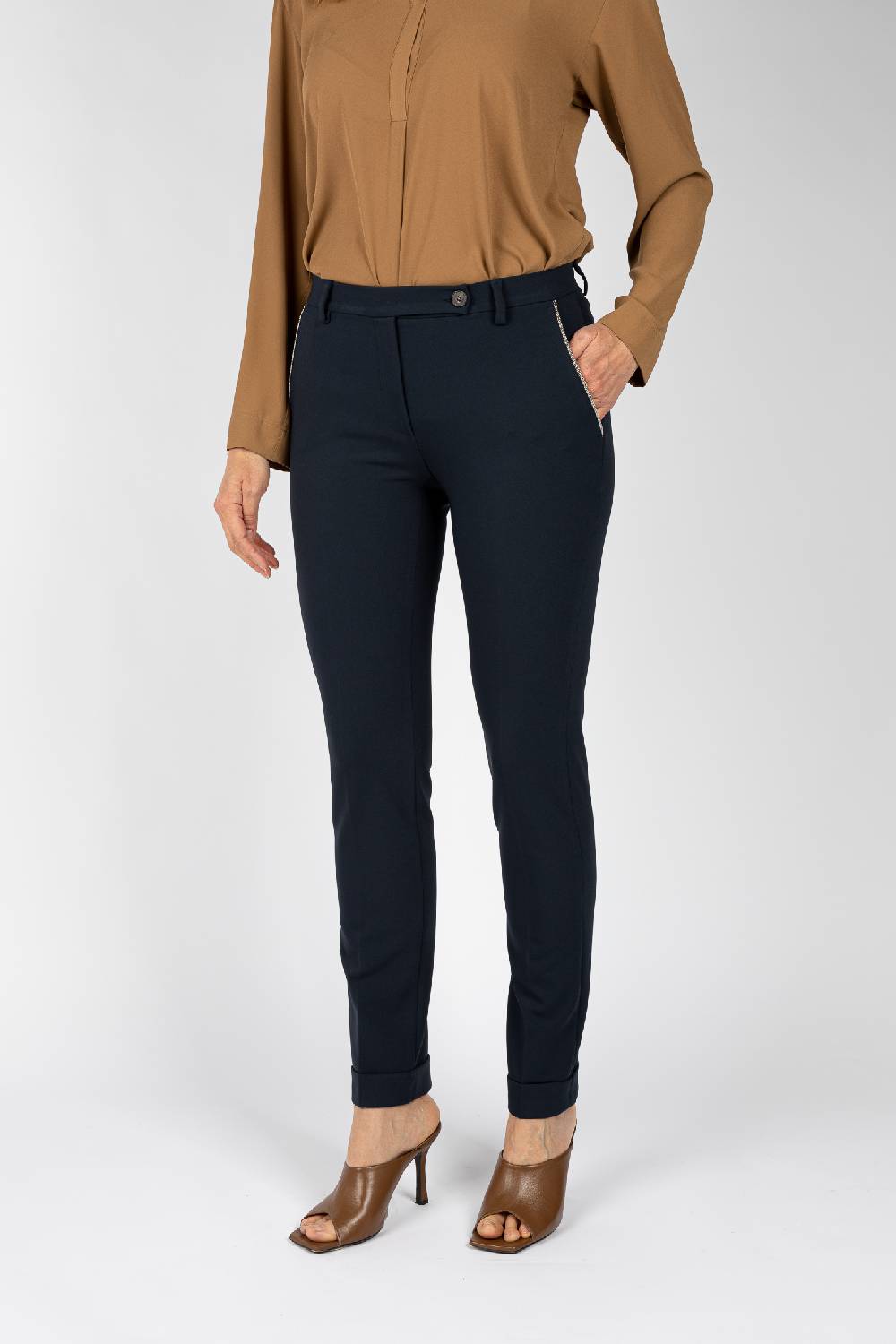 L.Pucci Pantaloni gamba regolare con rovescia colore blu Offerte