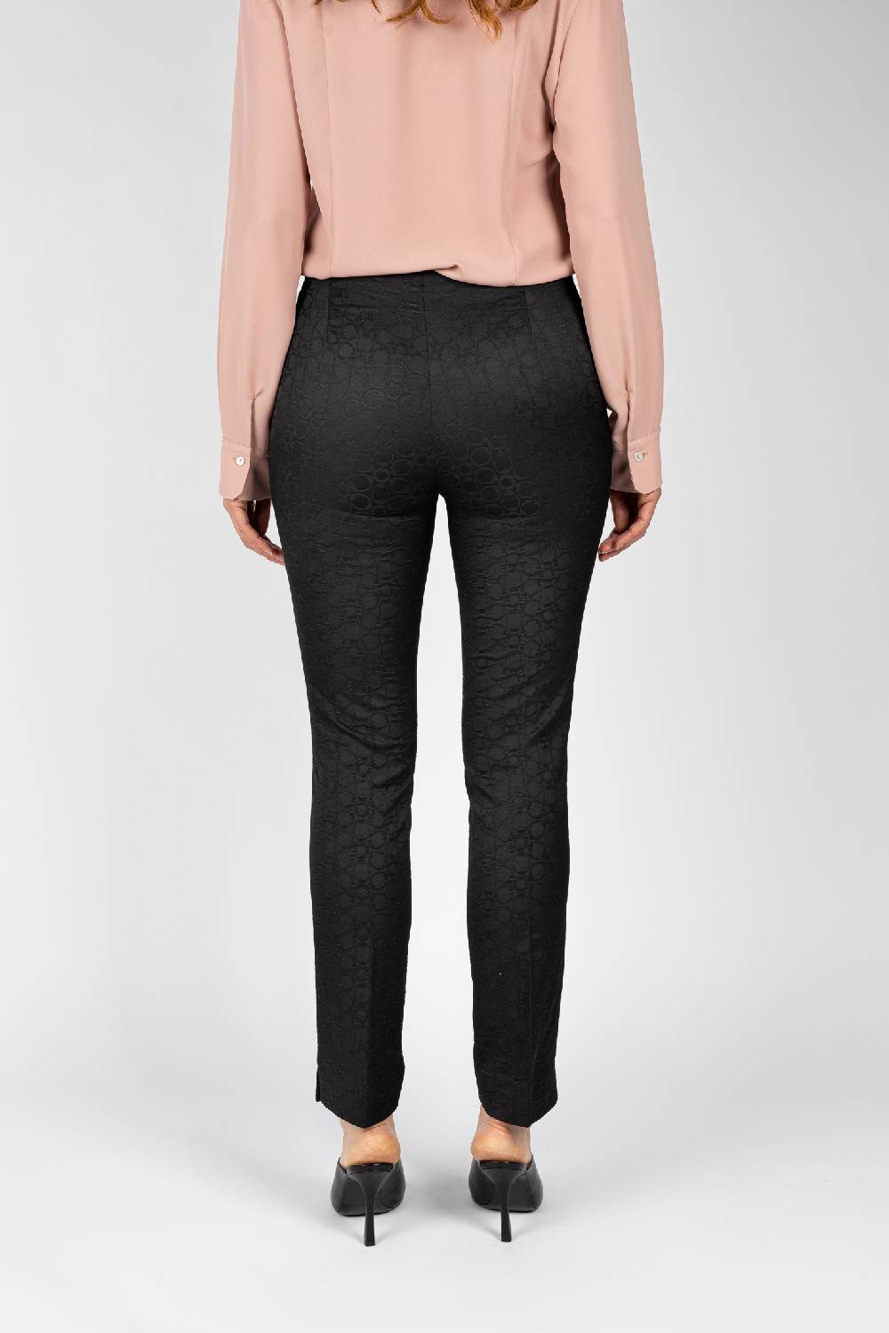 L.Pucci Pantaloni jacquard a fiore colore nero, linea stretta Negozio