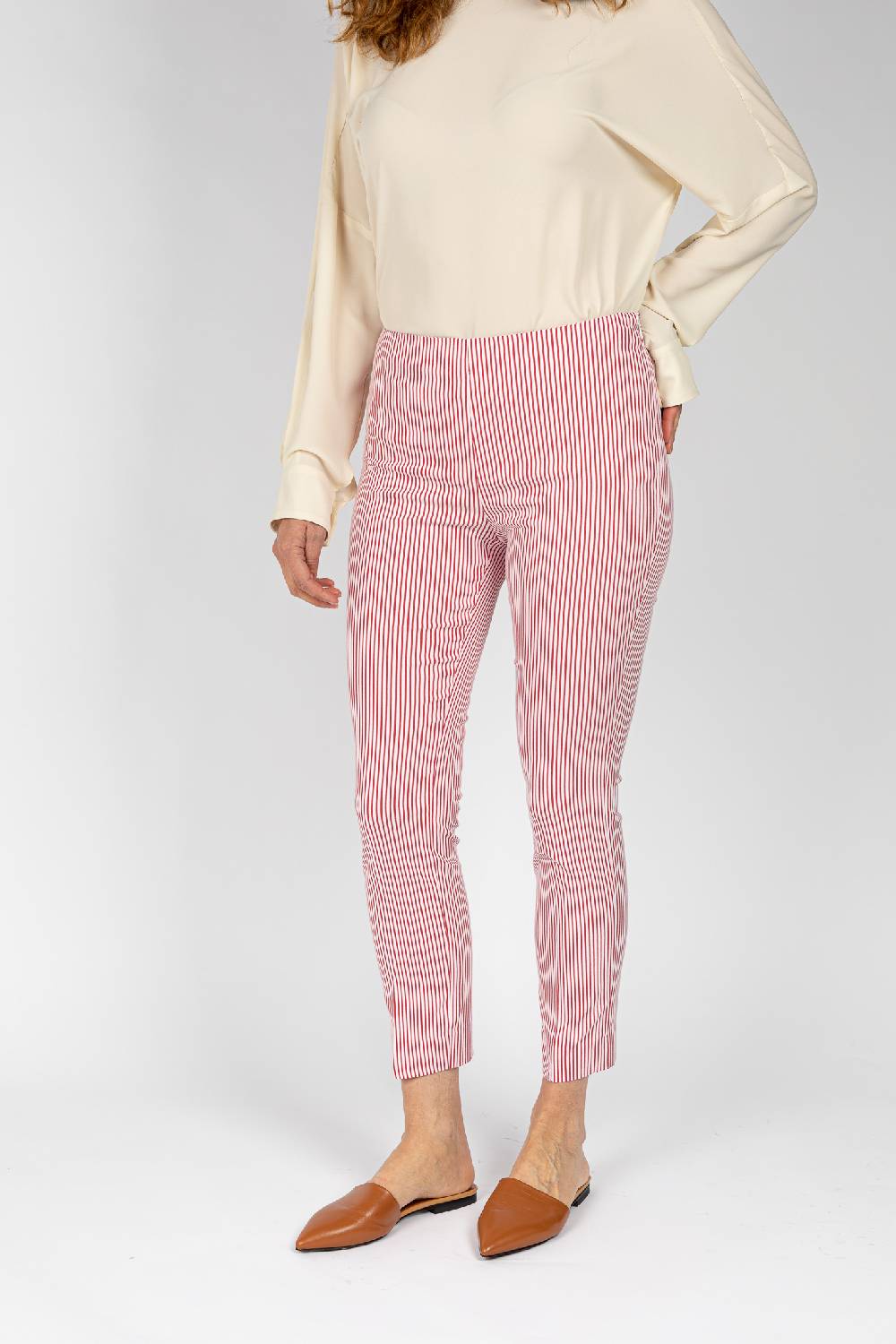 L.Pucci Pantaloni a riga colore rosso da donna linea stretta In Saldo