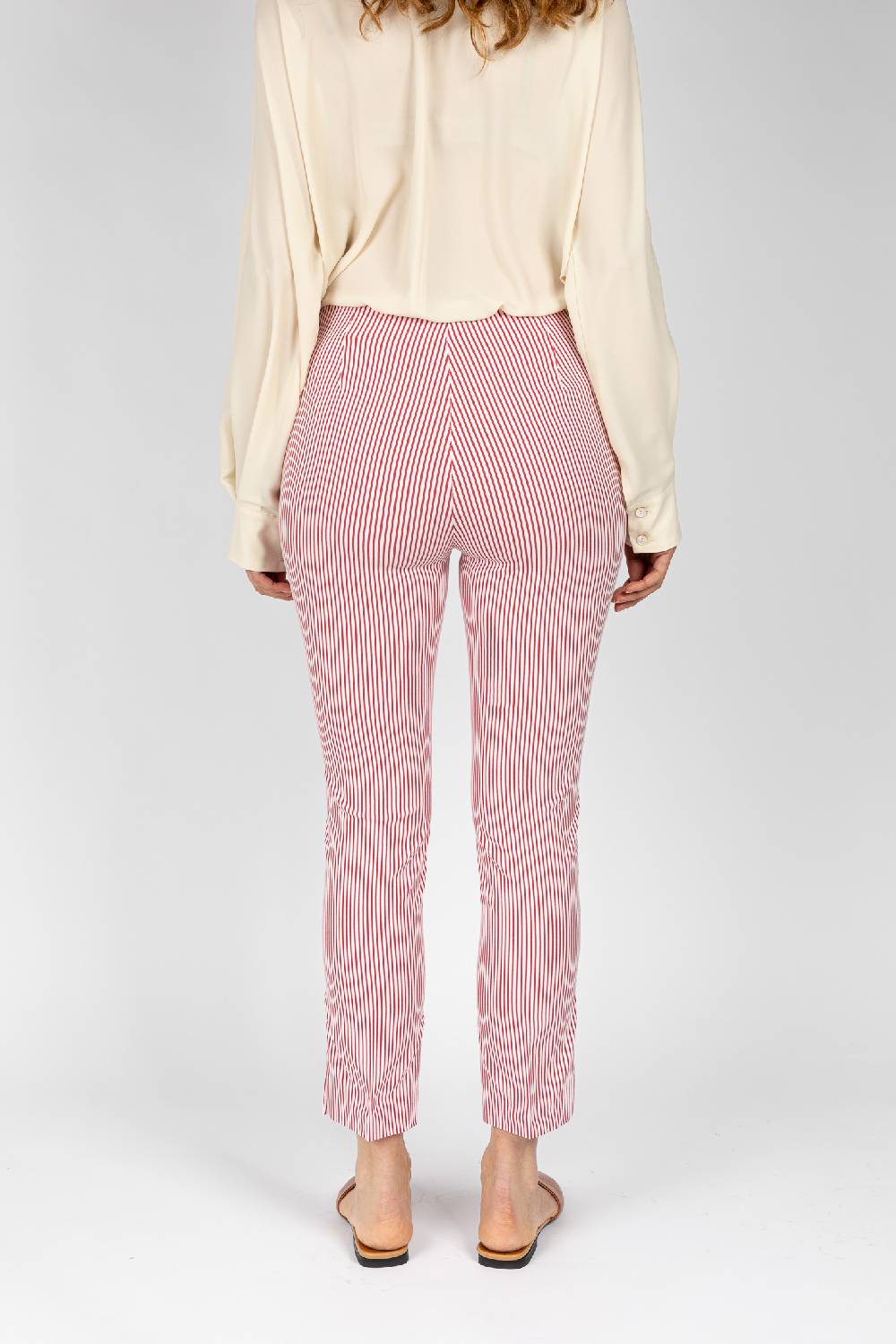 L.Pucci Pantaloni a riga colore rosso da donna linea stretta In Saldo