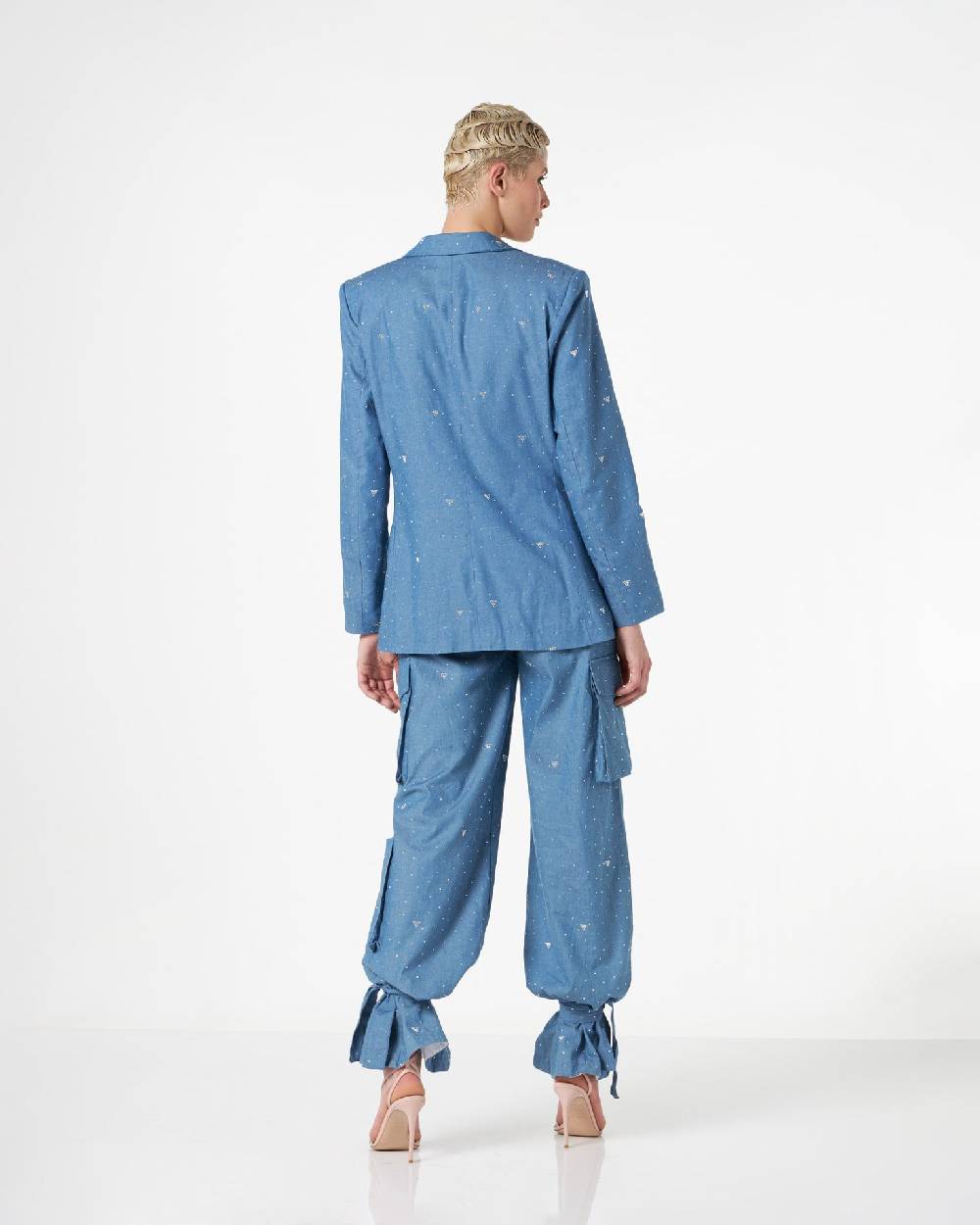 Le Twins Como Chambray Strass Celeste Vendita Calda