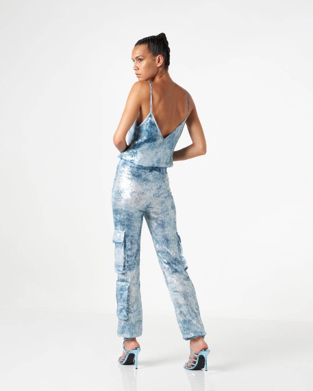 Le Twins Roby Paillettes Jeans Celeste Novità