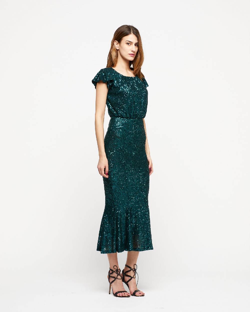 Le Twins Abito Sabrina – Paillettes Verde Affare Del Giorno