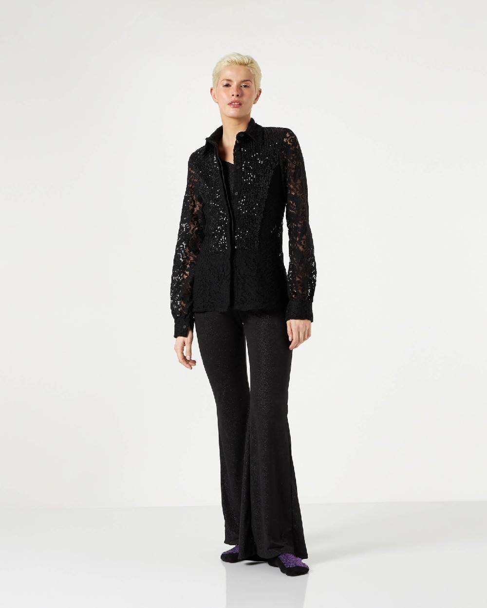 Le Twins Marsala Pizzo e Paillettes Nero