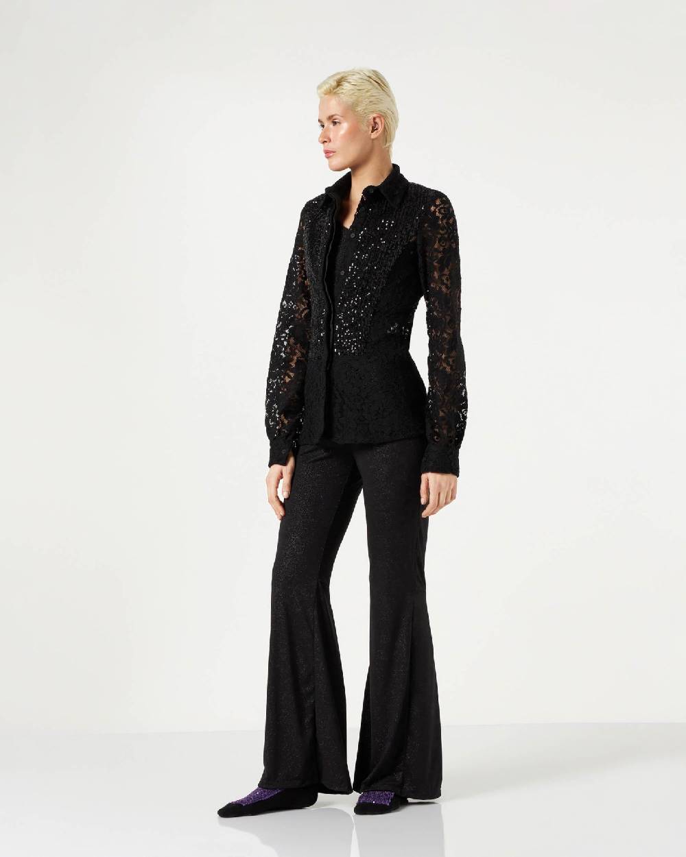 Le Twins Marsala Pizzo e Paillettes Nero Promozione