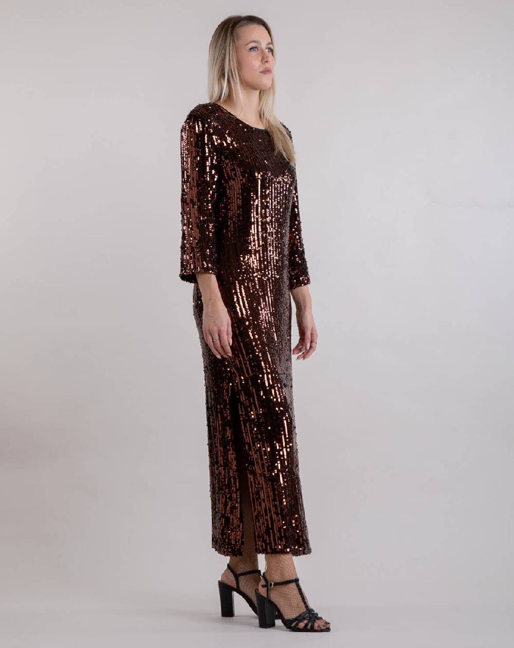 Le Twins Abito Michela – Paillettes Bronzo Offerte