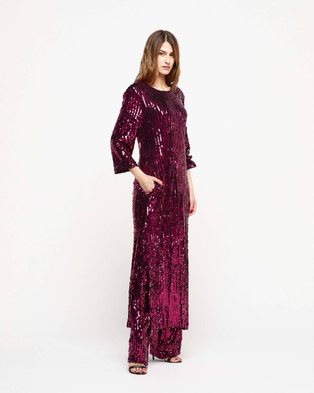 Le Twins Abito Michela – Paillettes Fuscia Hotsell