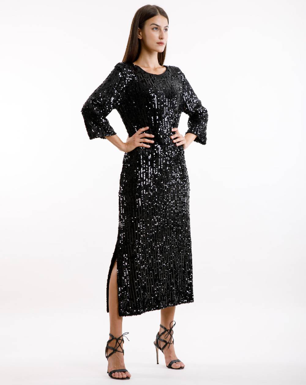 Le Twins Abito Michela – Paillettes Nero Vendita Calda