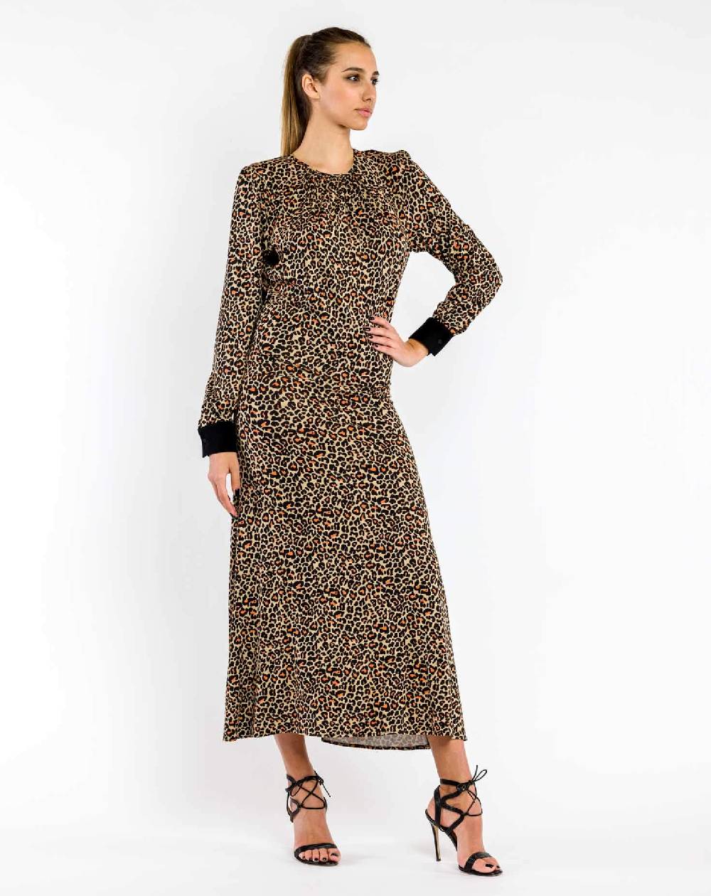 Le Twins Abito Rosio Animalier Arancio Vendite Flash