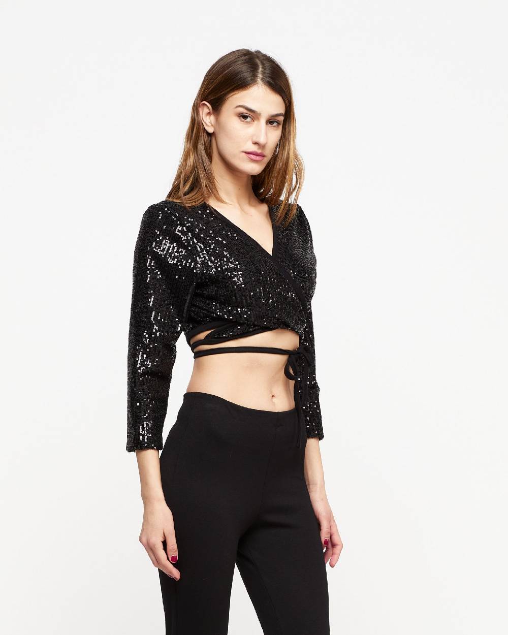 Le Twins Copri Spalla Lena – Paillettes Nero Vendita Calda