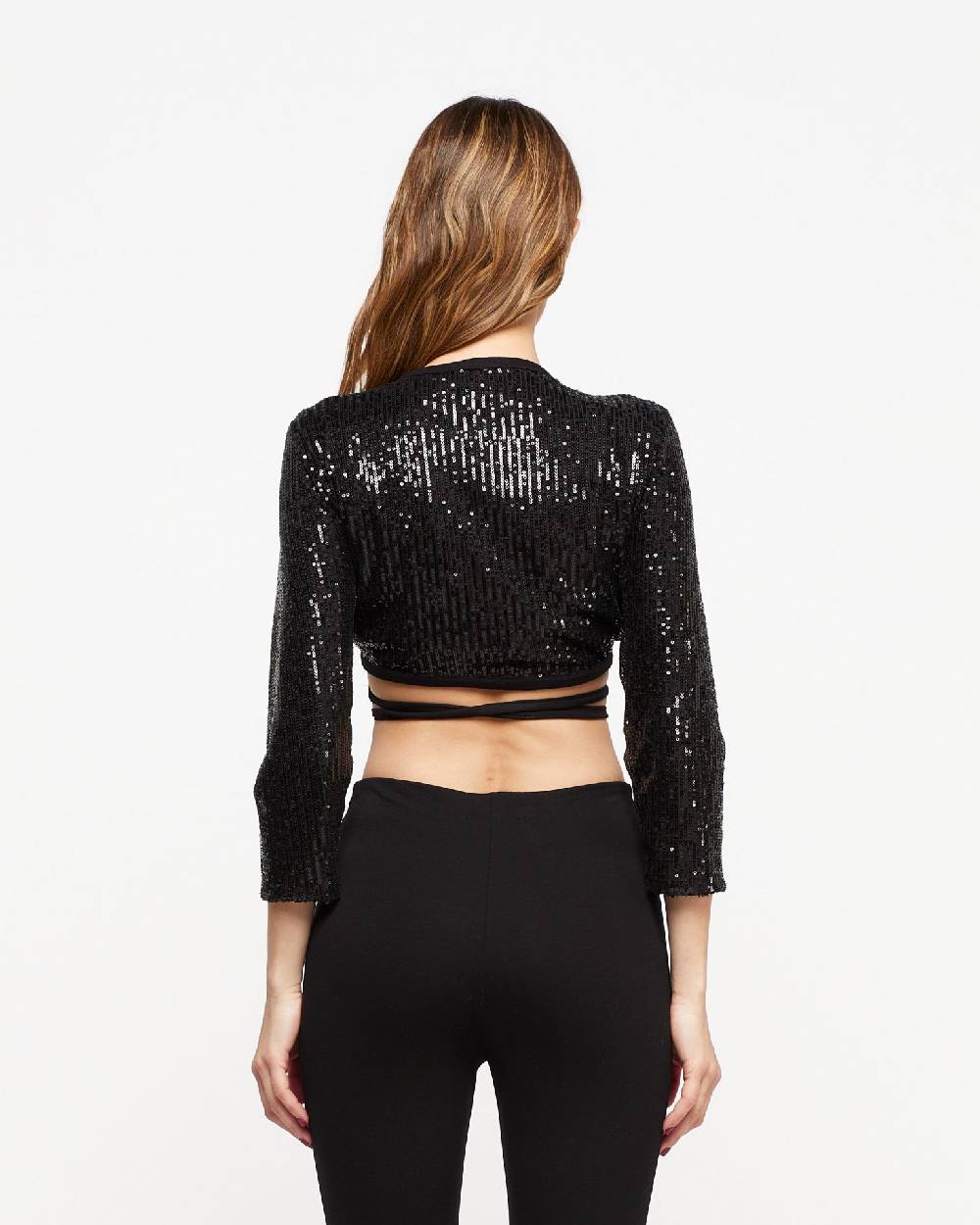 Le Twins Copri Spalla Lena – Paillettes Nero Vendita Calda