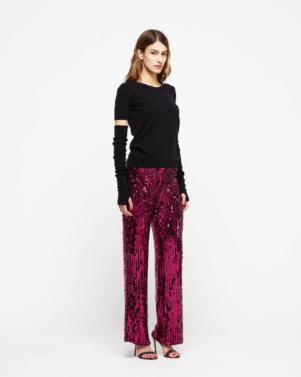 Le Twins Pantalone Raffy- Paillettes Fucsia Outlet