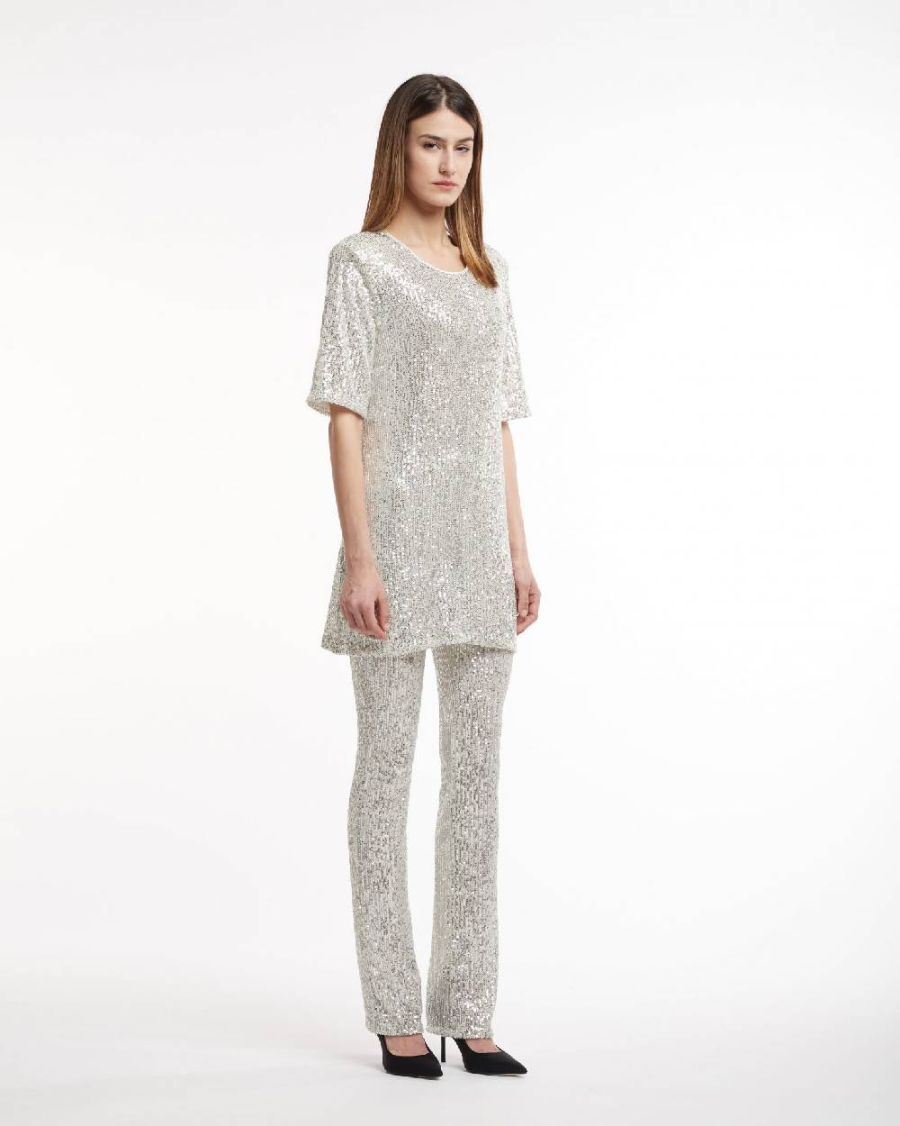 Le Twins Abito Clara – Paillettes Argento Promozione