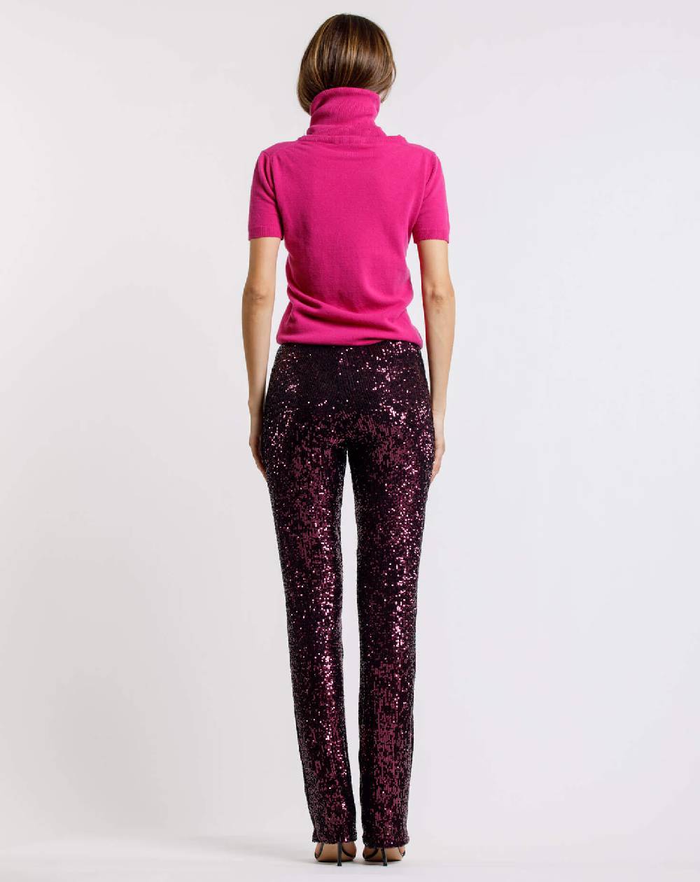 Le Twins Pantalone Raffaella – Paillettes – Bordeaux Comprare a buon mercato