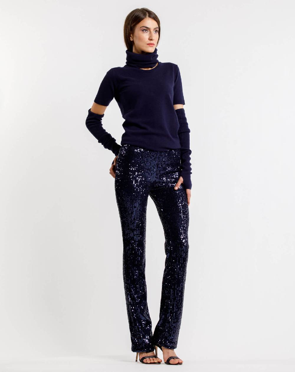 Le Twins Pantalone Raffaella – Paillettes Blu Grande vendita