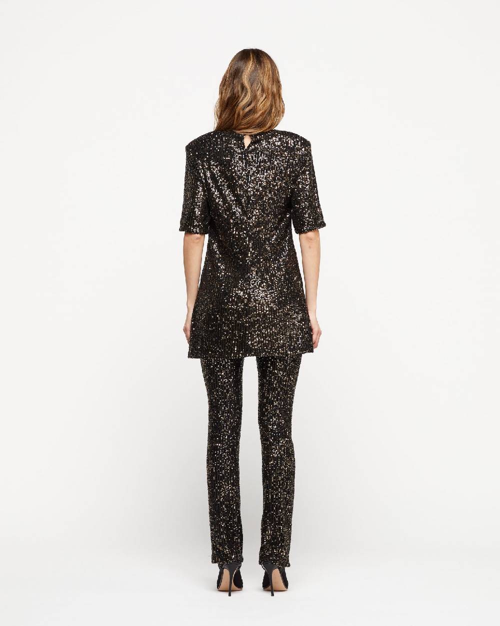Le Twins Pantalone Raffaella – Paillettes Nero e Oro Fornitura limitata