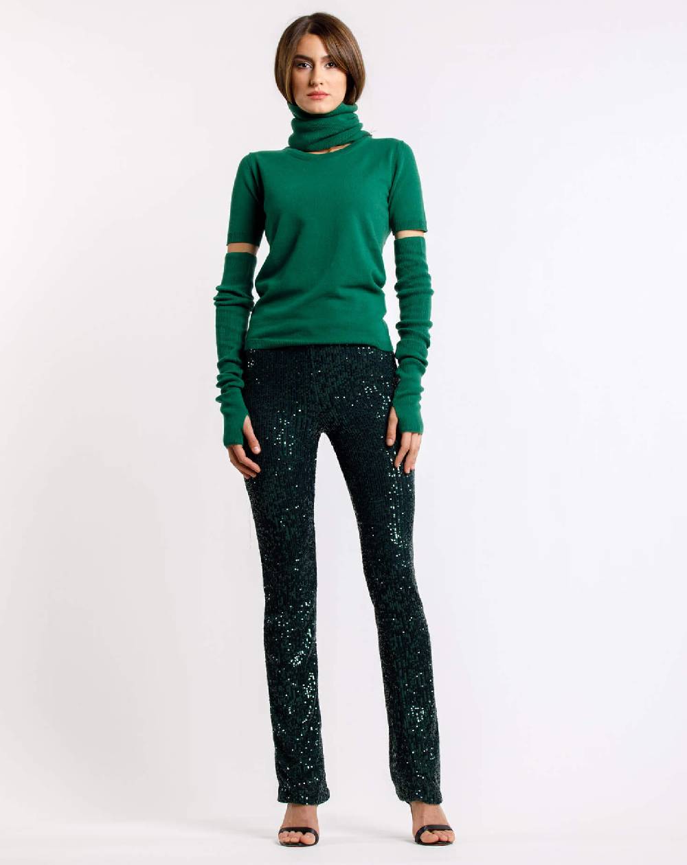 Le Twins Pantalone Raffaella – Paillettes Verde Saldi