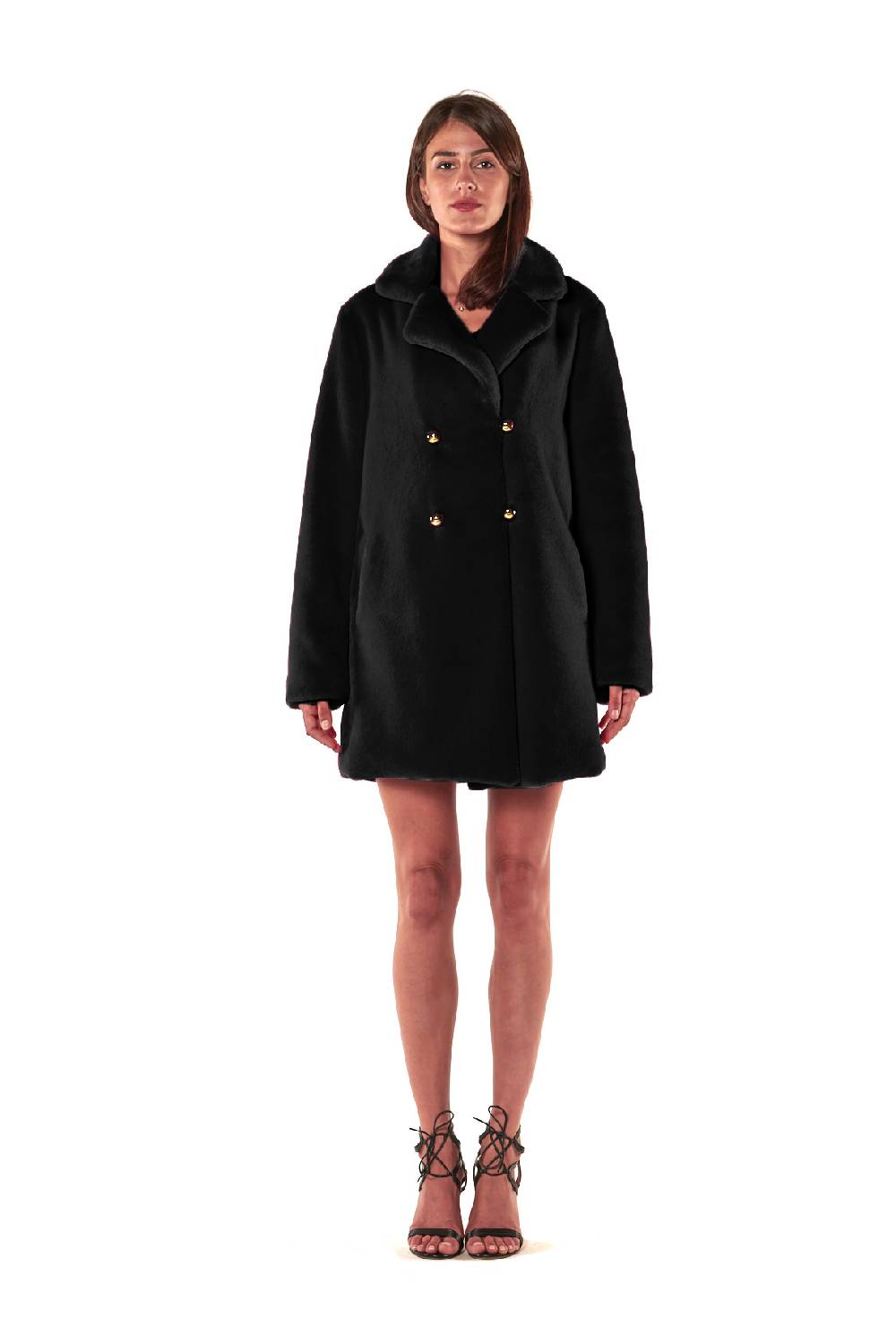 Le Twins Ecopelliccia Greta – Nero Vendita Calda