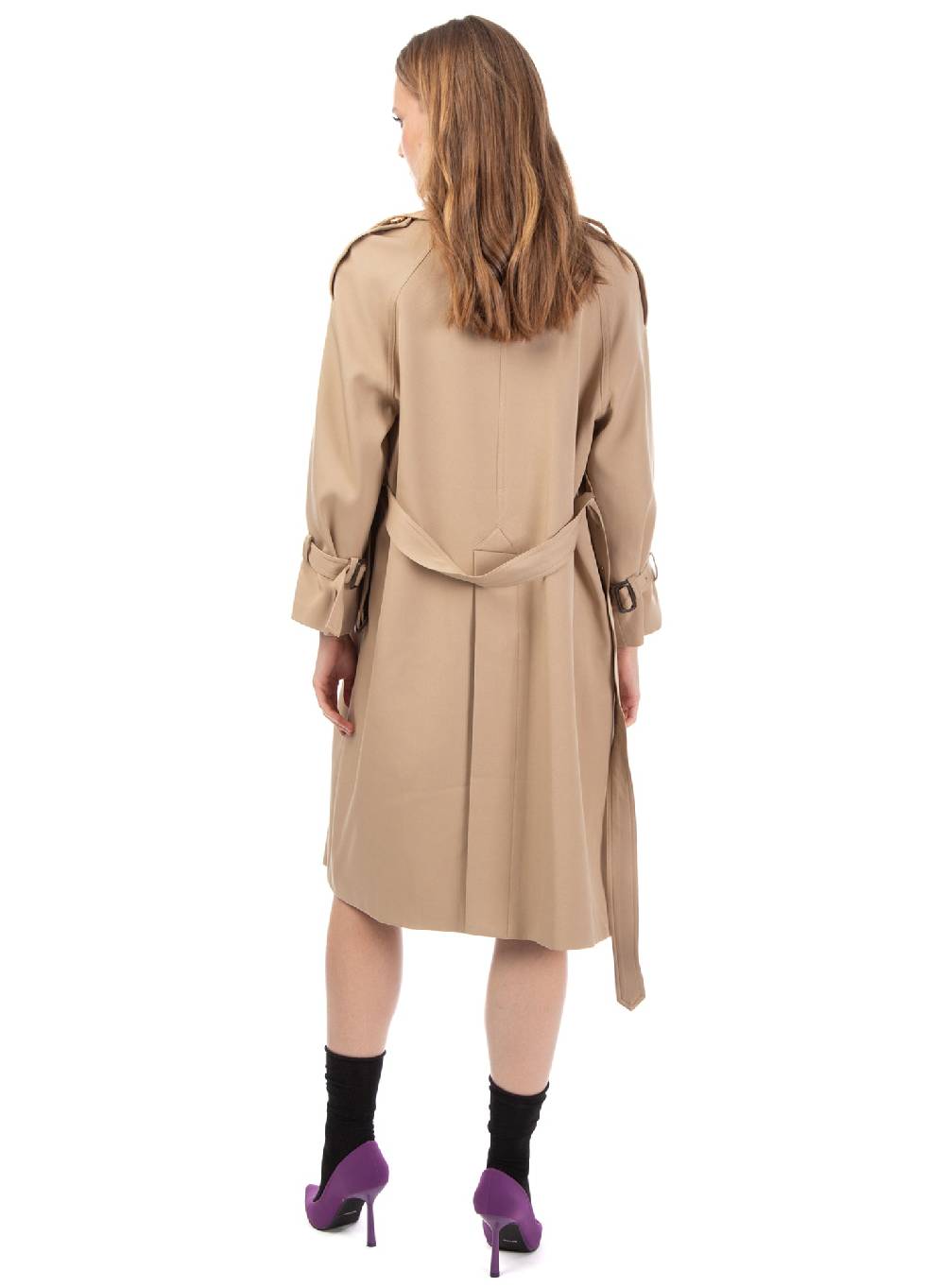 ﻿Le Volière Trench beige con frange in suede Online