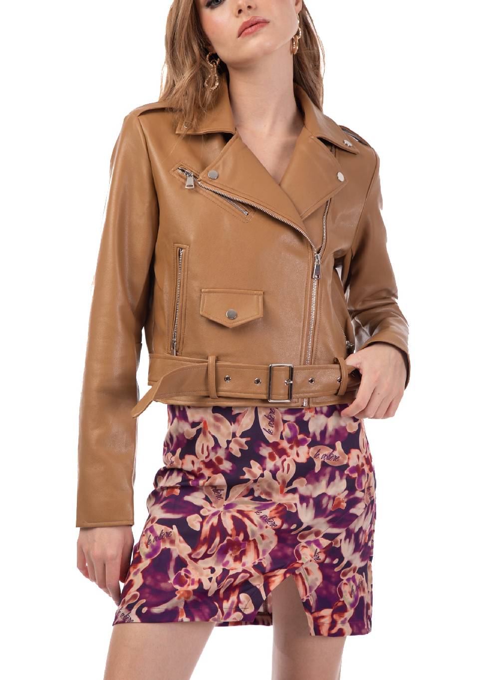 Le Volière Chiodo in ecopelle beige Offerte