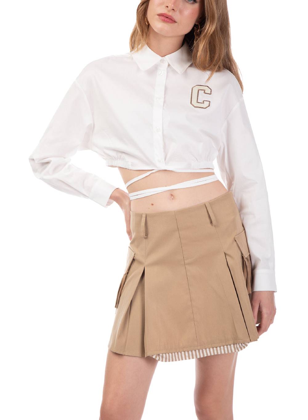 Le Volière Camicia in popeline bianca cropped 2025
