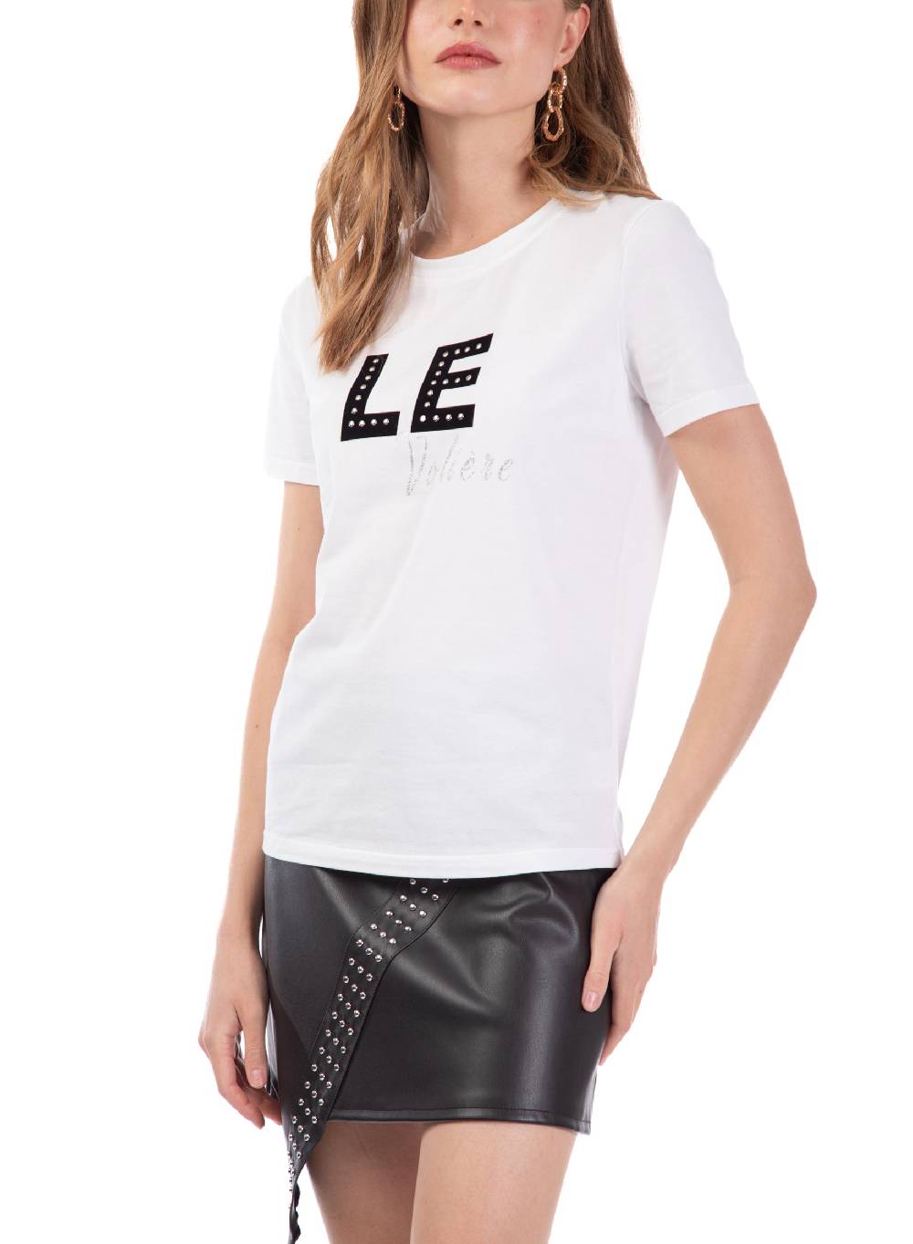 Le Volière T-shirt bianca 'Le Volière' con borchie Affare Del Giorno