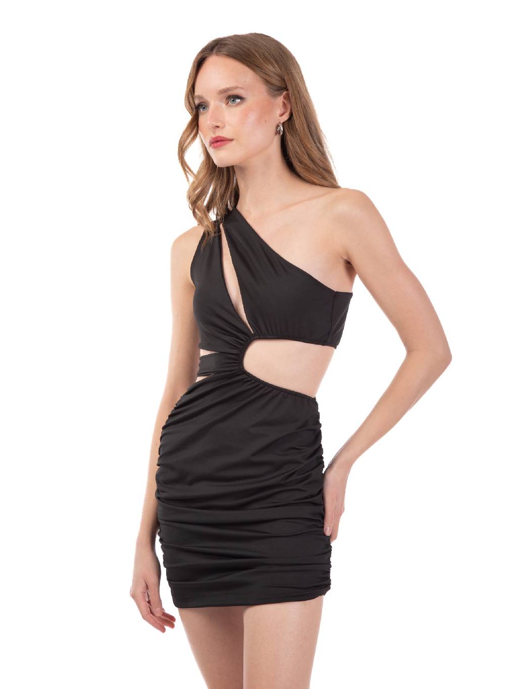 Le Volière Vestito elasticizzato nero con fori Sconto di tempo limitato