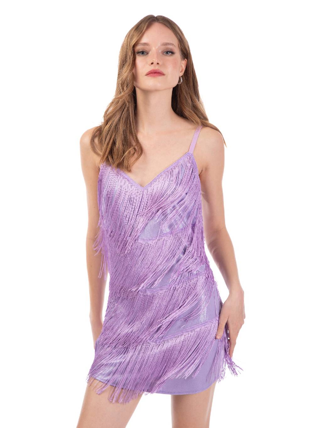 Le Volière Vestito di frange lilla Hotsell